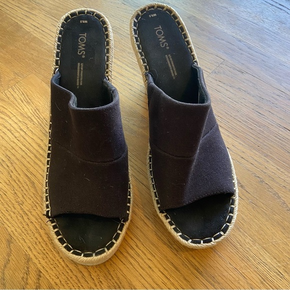 TOMS Monica Mule Espadrille Wedge Platform Sandals Black Size 9.5 - Picture 8 of 14